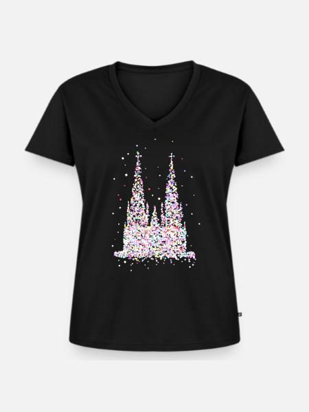 Kölner Dom - Frauen Premium Bio T-Shirt mit V-Ausschnitt - Schwarz