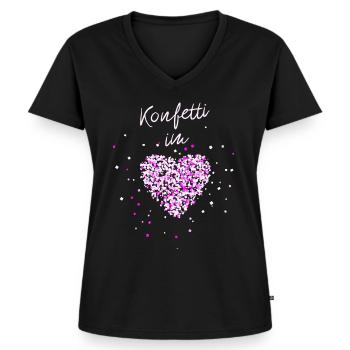 Konfetti im Herzen - Frauen Premium Bio T-Shirt mit V-Ausschnitt - Schwarz - Vorne - AI Model Female 172 light (172cm)