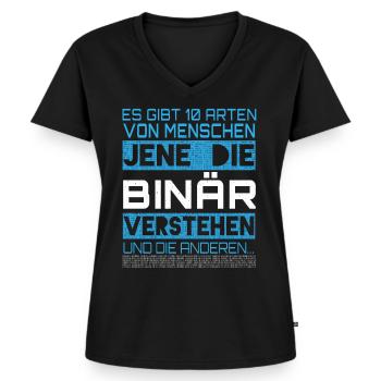 Es Gibt 10 Arten Von Menschen Jene Die Binär Verst - Frauen Premium Bio T-Shirt mit V-Ausschnitt - Schwarz - Vorne - AI Model Female 172 light (172cm)