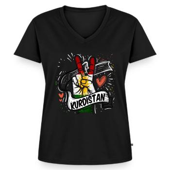 Kurdistan Kurde Kurden Geschenk azadi Rojava irak - Frauen Premium Bio T-Shirt mit V-Ausschnitt - Schwarz - Vorne - AI Model Female 172 light (172cm)