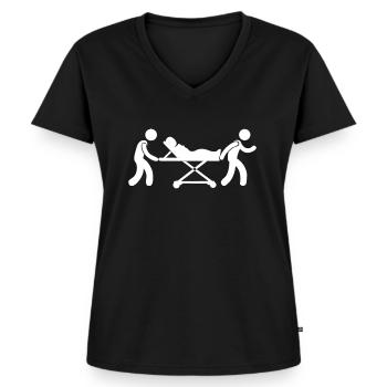 Sanitaeter Notarzt erste Hilfe Geschenk - Frauen Premium Bio T-Shirt mit V-Ausschnitt - Schwarz - Vorne - AI Model Female 172 light (172cm)