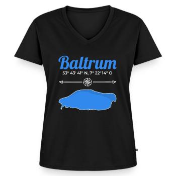 Baltrum Koordinaten Nordsee Insel Urlaub Reise - Frauen Premium Bio T-Shirt mit V-Ausschnitt - Schwarz - Vorne - AI Model Female 172 light (172cm)