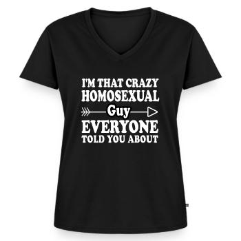 Schwul - Frauen Premium Bio T-Shirt mit V-Ausschnitt - Schwarz - Vorne - AI Model Female 172 light (172cm)