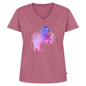 Rosa Pferd Farbfleck - Frauen Premium Bio T-Shirt mit V-Ausschnitt - Mauve - Vorne - AI Model Female 172 dark (172cm)