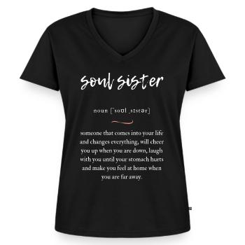 Soul Sister (Seelenschwester) Convoluted Edition - Frauen Premium Bio T-Shirt mit V-Ausschnitt - Schwarz - Vorne - AI Model Female 172 light (172cm)