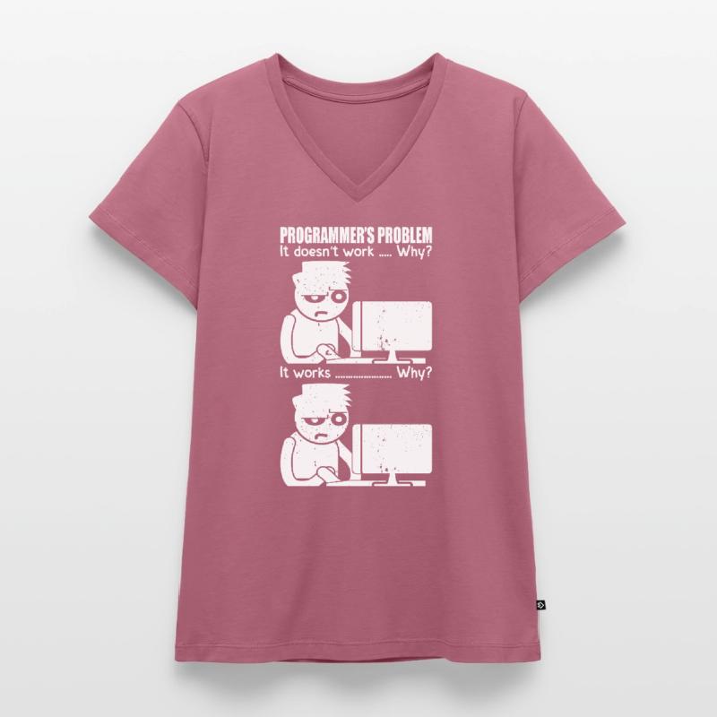 Programmierer Meme Computer Informatiker Frauen Premium Bio T-Shirt mit V-Ausschnitt