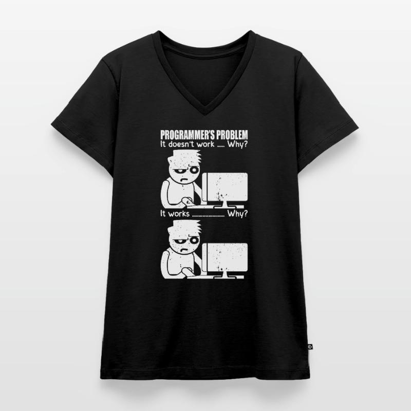 Programmierer Meme Computer Informatiker Frauen Premium Bio T-Shirt mit V-Ausschnitt