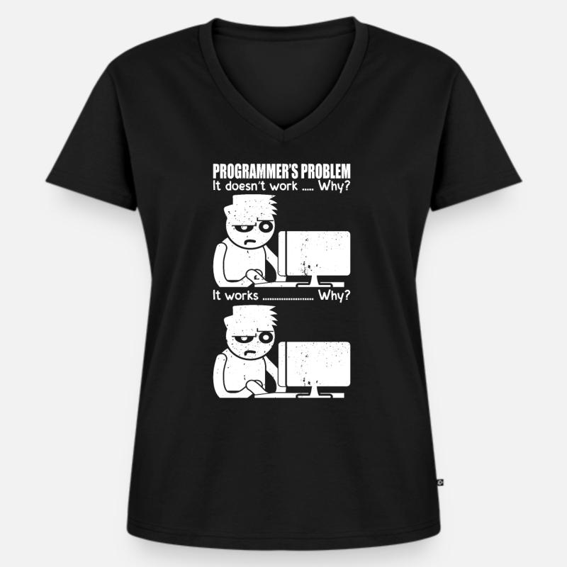Programmer meme computer computer scientist - Women's Premium Organic V-neck T-shirt - black