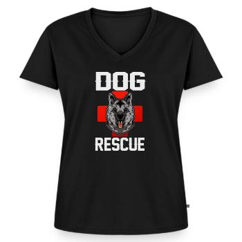 Rettungshund Rettungshunde Rettungshundestaffel - Frauen Premium Bio T-Shirt mit V-Ausschnitt - Schwarz - Vorne - AI Model Female 172 light (172cm)
