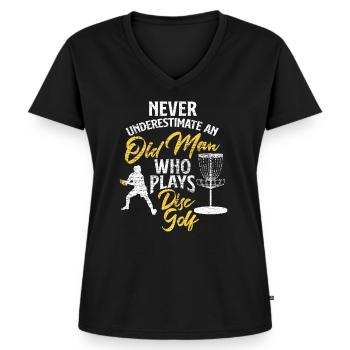 Disc golf vieil homme - T-shirt encolure en V Premium bio Femme - noir - Devant - AI Model Female 172 light (172cm)