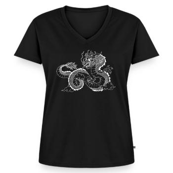 mit chinesischen Drachen chinesischem Drache asia - Frauen Premium Bio T-Shirt mit V-Ausschnitt - Schwarz - Vorne - AI Model Female 172 light (172cm)