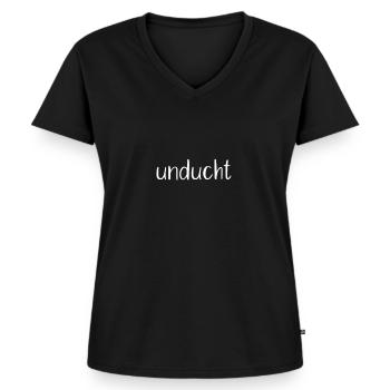Westerwald unducht Geschenk Geschenkidee lustig - Frauen Premium Bio T-Shirt mit V-Ausschnitt - Schwarz - Vorne - AI Model Female 172 light (172cm)