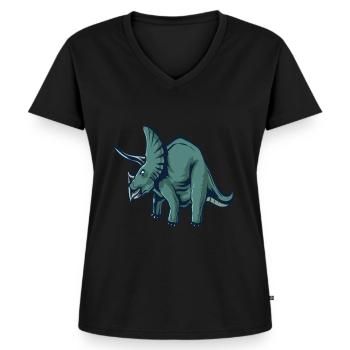 Dinosaurier - Frauen Premium Bio T-Shirt mit V-Ausschnitt - Schwarz - Vorne - AI Model Female 172 light (172cm)
