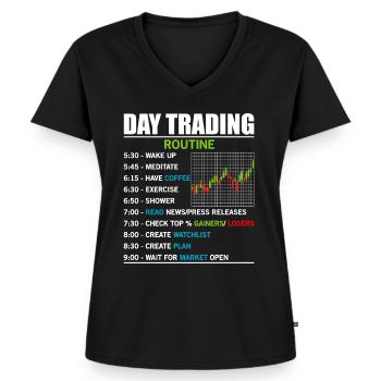 Day Trading Börse - Frauen Premium Bio T-Shirt mit V-Ausschnitt - Schwarz - Vorne - AI Model Female 172 light (172cm)