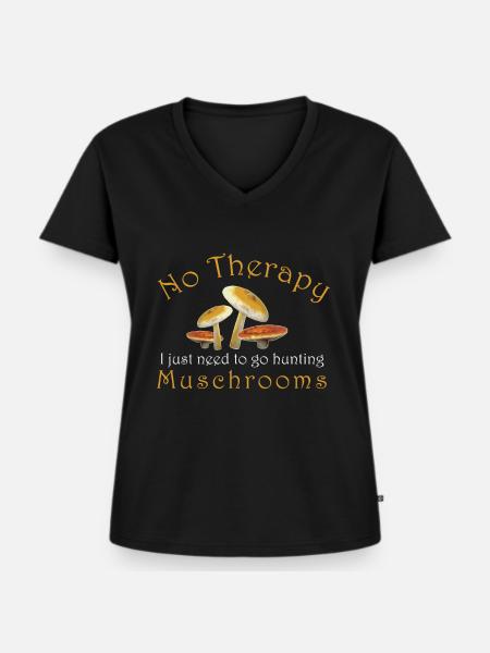 Pilze sammeln - Frauen Premium Bio T-Shirt mit V-Ausschnitt - Schwarz