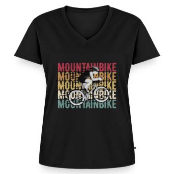 Mountain bike - Women's Premium Organic V-neck T-shirt - black - Front - AI Model Female 172 light (172cm)
