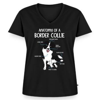 Anatomi border collie hundras - Ekologisk premium-T-shirt med V-ringning dam - svart - Fram - AI Model Female 172 light (172cm)