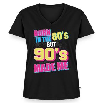 90er Jahre 90er Jahre Kostüm 90er Mode 90er Party - Frauen Premium Bio T-Shirt mit V-Ausschnitt - Schwarz - Vorne - AI Model Female 172 light (172cm)