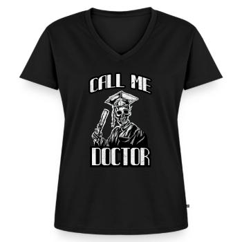 Doctorat de doctortor doctor - T-shirt encolure en V Premium bio Femme - noir - Devant - AI Model Female 172 light (172cm)