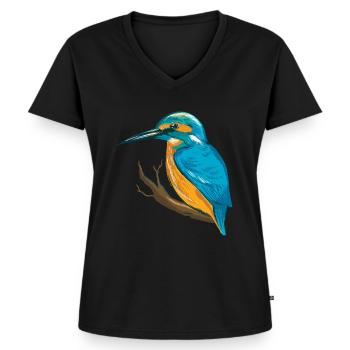 Kingfisher blue bird - Women's Premium Organic V-neck T-shirt - black - Front - AI Model Female 172 light (172cm)