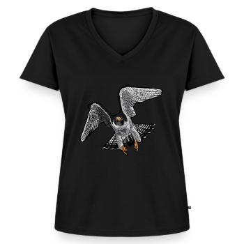 Falconry bird of prey gift for falcon friends - Women's Premium Organic V-neck T-shirt - black - Front - AI Model Female 172 light (172cm)