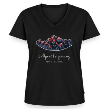 Alpenüberquerung Alpe Adria Trail - Frauen Premium Bio T-Shirt mit V-Ausschnitt - Schwarz - Vorne - AI Model Female 172 light (172cm)