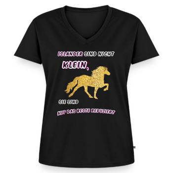 Isländer Pferde Island - Frauen Premium Bio T-Shirt mit V-Ausschnitt - Schwarz - Vorne - AI Model Female 172 light (172cm)