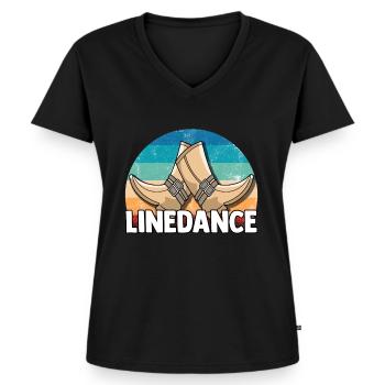 Linedance western country muziek danssport - Vrouwen Premium Bio T-shirt met V-hals - zwart - Voor - AI Model Female 172 light (172cm)