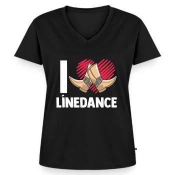 Linedance musique country western danse sport - T-shirt encolure en V Premium bio Femme - noir - Devant - AI Model Female 172 light (172cm)