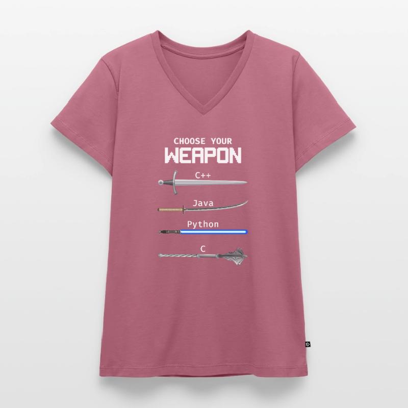 Choisissez votre programmeur Java Python Weapon C T-shirt encolure en V Premium bio Femme