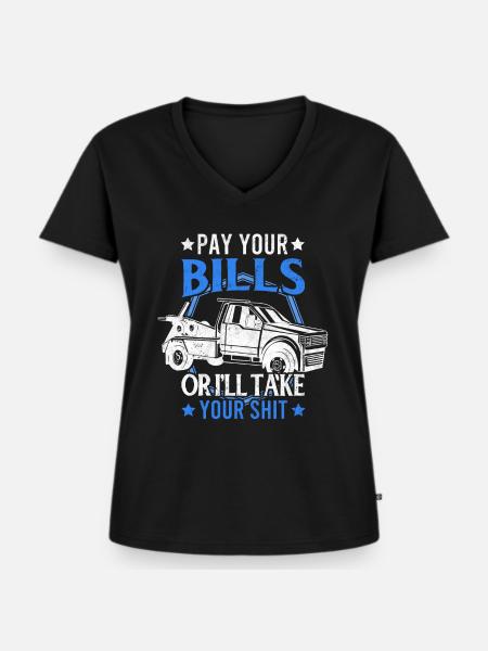 Abschleppwagenfahrer Abschleppwagen Tow Truck - Frauen Premium Bio T-Shirt mit V-Ausschnitt - Schwarz