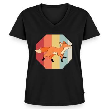 Fox - Women's Premium Organic V-neck T-shirt - black - Front - AI Model Female 172 light (172cm)