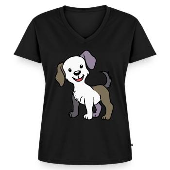 Hund Gassi Hundehalter Haustiere Köter Tierheim - Frauen Premium Bio T-Shirt mit V-Ausschnitt - Schwarz - Vorne - AI Model Female 172 light (172cm)
