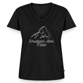 Schwäbisch Alber Mädle - Region Schwäbische Alpen - Frauen Premium Bio T-Shirt mit V-Ausschnitt - Schwarz - Vorne - AI Model Female 172 light (172cm)
