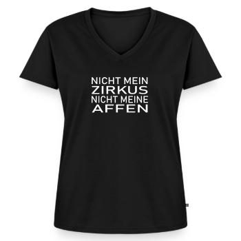 Nicht mein Zirkus, nicht meine Affen. Sprüche - Frauen Premium Bio T-Shirt mit V-Ausschnitt - Schwarz - Vorne - AI Model Female 172 light (172cm)