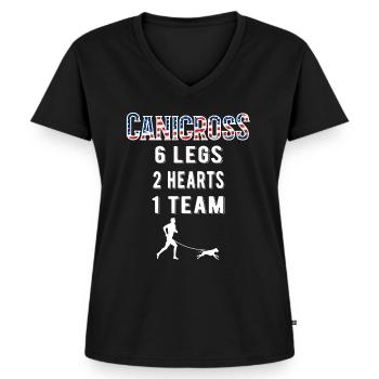 Canicross Dog Sports Dog Running Trail Running - Frauen Premium Bio T-Shirt mit V-Ausschnitt - Schwarz - Vorne - AI Model Female 172 light (172cm)