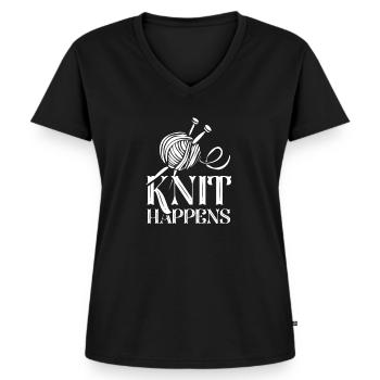 Stricken Knoten Strickerei Strickzeug Strickerin - Frauen Premium Bio T-Shirt mit V-Ausschnitt - Schwarz - Vorne - AI Model Female 172 light (172cm)