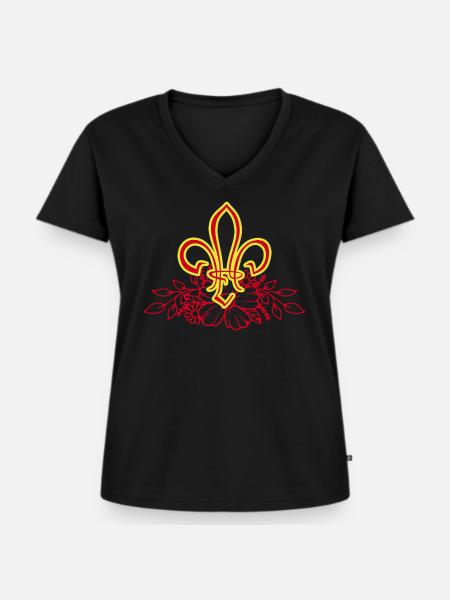 Fleur de Lis - Frauen Premium Bio T-Shirt mit V-Ausschnitt - Schwarz