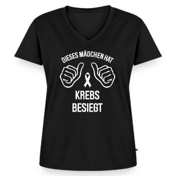 Dieses Mädchen hat Krebs besiegt - Frauen Premium Bio T-Shirt mit V-Ausschnitt - Schwarz - Vorne - AI Model Female 172 light (172cm)