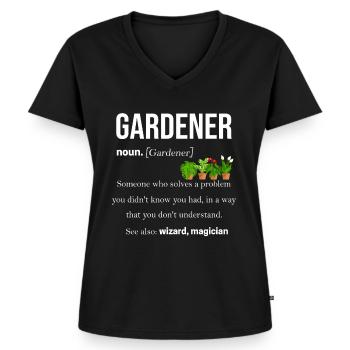 Gärtner - Frauen Premium Bio T-Shirt mit V-Ausschnitt - Schwarz - Vorne - AI Model Female 172 light (172cm)