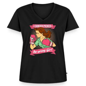 Cancer Cancer Therapy Cancer Survivor Girl Woman - Women's Premium Organic V-neck T-shirt - black - Front - AI Model Female 172 light (172cm)