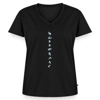 Wuppertal - Frauen Premium Bio T-Shirt mit V-Ausschnitt - Schwarz - Vorne - AI Model Female 172 light (172cm)