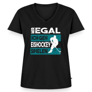 Eishockey Eishockey Sprüche Geschenk - Frauen Premium Bio T-Shirt mit V-Ausschnitt - Schwarz - Vorne - AI Model Female 172 light (172cm)