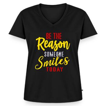 Inspirierndes Zitat Positive Sprüche Zuspruch - Frauen Premium Bio T-Shirt mit V-Ausschnitt - Schwarz - Vorne - AI Model Female 172 light (172cm)