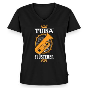 Tuba Flüsterer Blasorchester Tubist Tubaspieler - Frauen Premium Bio T-Shirt mit V-Ausschnitt - Schwarz - Vorne - AI Model Female 172 light (172cm)