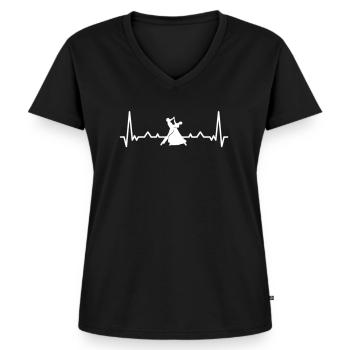 Tanzen Herzschlag - Frauen Premium Bio T-Shirt mit V-Ausschnitt - Schwarz - Vorne - AI Model Female 172 light (172cm)
