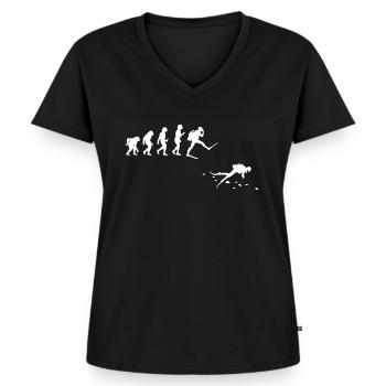 Plongée Évolution Plongée Plongée - T-shirt encolure en V Premium bio Femme - noir - Devant - AI Model Female 172 light (172cm)