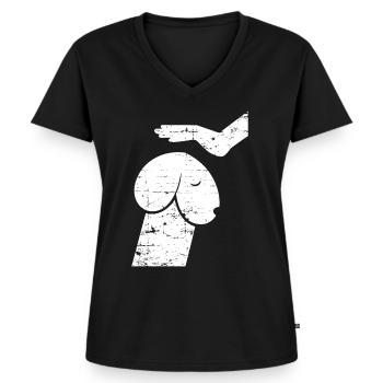 Zweideutig Hund Penis Hund wie ein Schwanz - Frauen Premium Bio T-Shirt mit V-Ausschnitt - Schwarz - Vorne - AI Model Female 172 light (172cm)