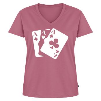 Spielkarten - Frauen Premium Bio T-Shirt mit V-Ausschnitt - Mauve - Vorne - AI Model Female 172 dark (172cm)