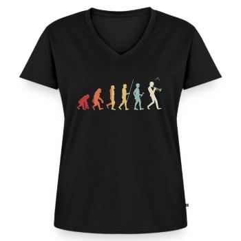 Trompete - Frauen Premium Bio T-Shirt mit V-Ausschnitt - Schwarz - Vorne - AI Model Female 172 light (172cm)
